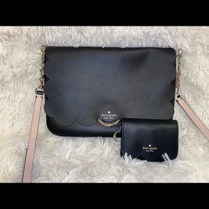 Kate Spade Lily Avenue Carah Black Leather Cross Body Bag with matching wallet
